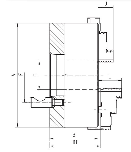 Drawing 3-jaw scroll chuck Bison 3544-315-8
