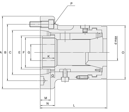 Zeichnung Kraftspannzangenfutter CR30A4, Spannzange 163E