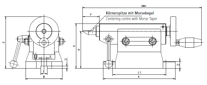 Drawing Tailstock Bison type 5819-130-170