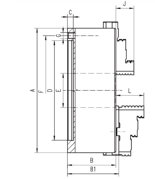 Drawing3-jaw scroll chuck Bison type 3504-400