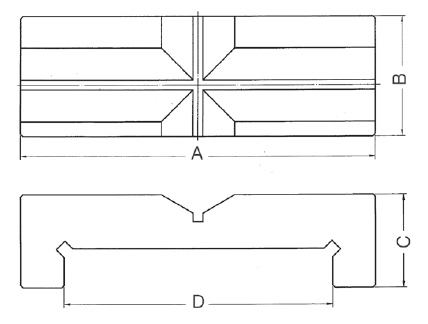 Zeichnung Prismenbacke 125-140 mm mit Werkstückanschlag Zeichnung Prismenbacke 125-140 mm mit Werkstückanschlag