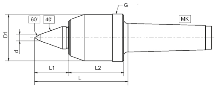 Drawing Revolving tailstock centre, 805 KOP MT 5