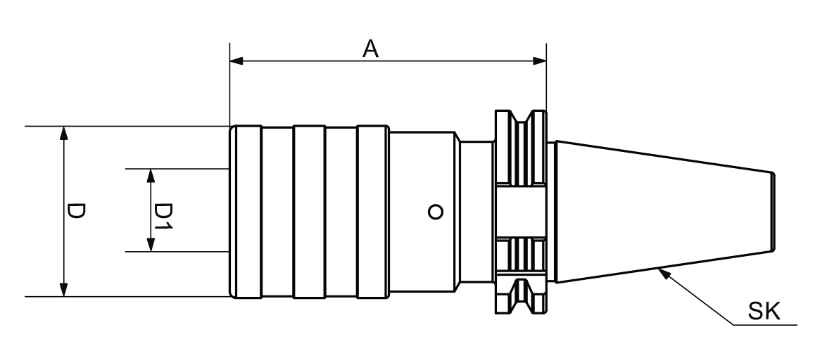 Zeichnung Gewindeschneidfutter DIN 69871 SK 40, M14 - M36