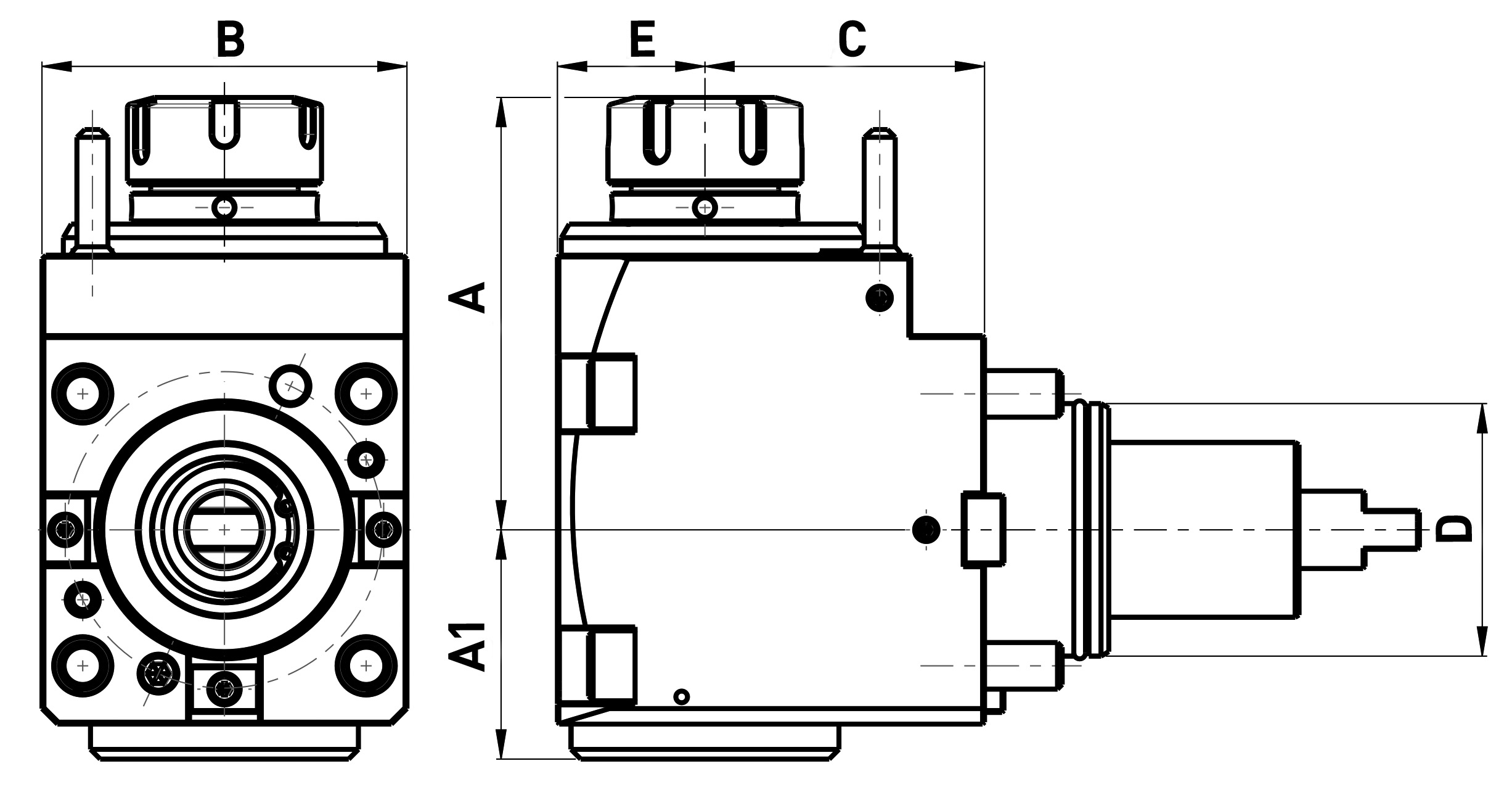 Zeichnung Angetriebenes Werkzeug Ø 65 mm abgewinkelt, ohne IK Zeichnung Angetriebenes Werkzeug Ø 65 mm abgewinkelt, ohne IK