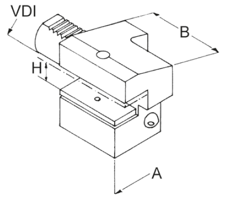 Zeichnung Axial-Werkzeughalter VDI 20, überkopf, links, C4