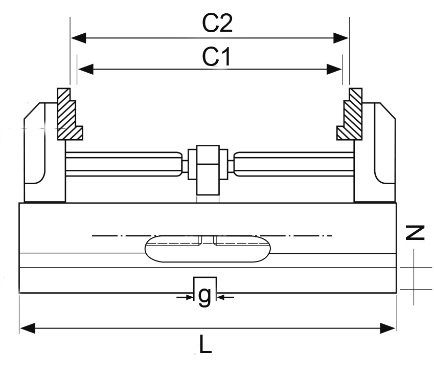 Zeichnung 1 Schraubstock, zentrisch spannend ZSM2-130