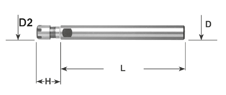 Drawing Collet chuck ER8 cylindrical shank, D:12 / L:100