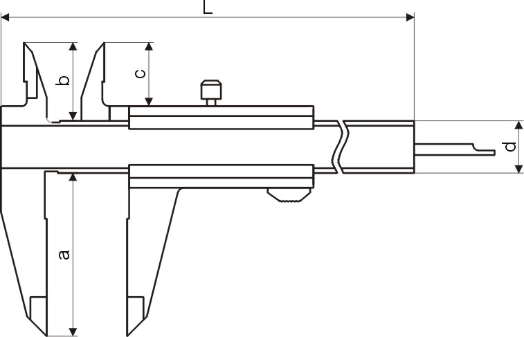 Zeichnung Taschen-Messschieber 0 - 200 mm mit Feststellschraube DIN 862