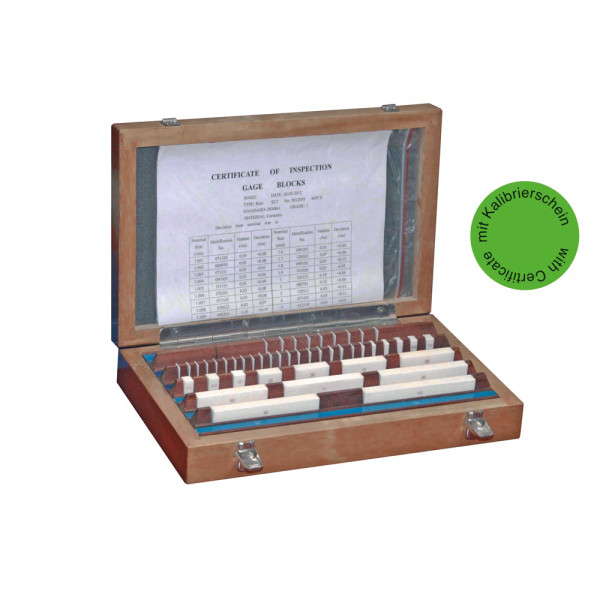 Ceramic gauge block set 47 pcs. degree 1 with certificate